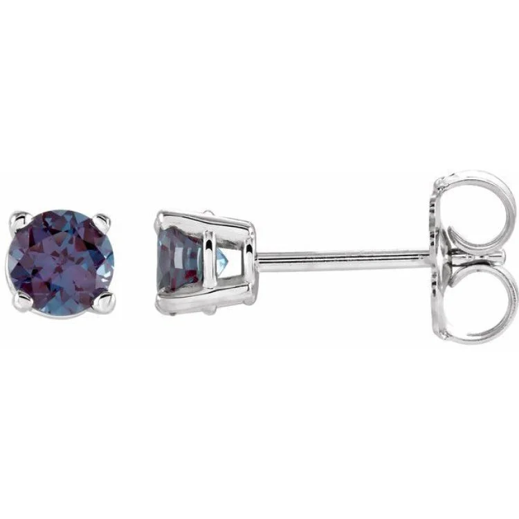 Diamond stud earrings for a sophisticated look -14K White 4 mm Lab-Grown Alexandrite Stud Earrings