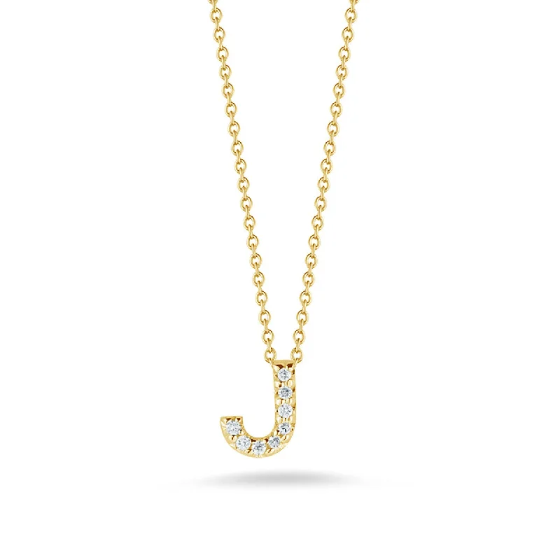 Designer gemstone necklaces for exclusive looks -Love Letter Diamond Initial J Necklace in Yellow Gold