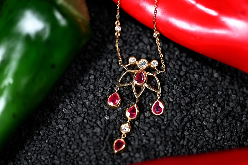 Luxury diamond pendant necklaces for upscale fashion -1.96CTW RUBY & DIAMOND PENDANT