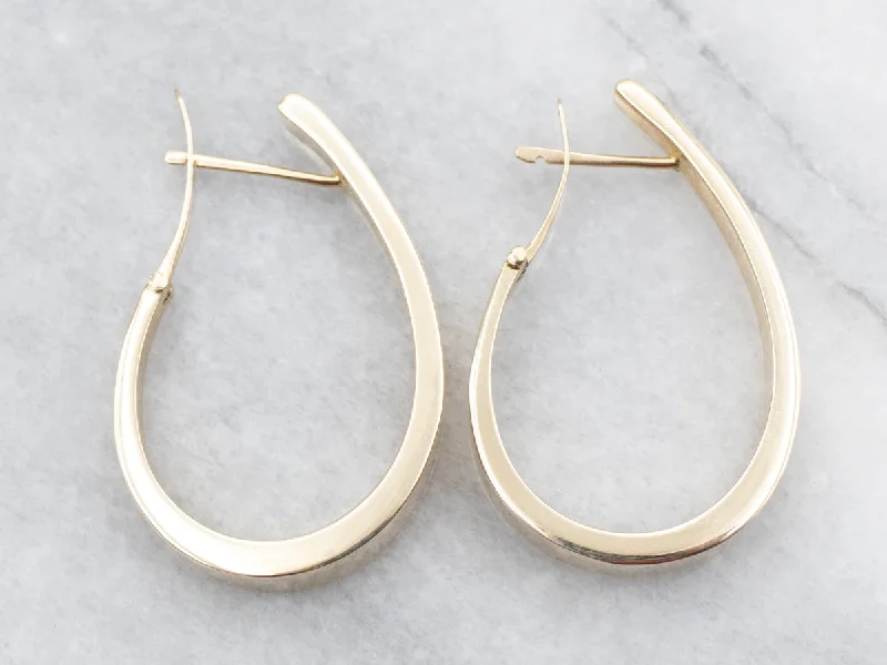 Trendy silver hoop earrings for classic looks -Yellow Gold Tapered Hoop Earrings