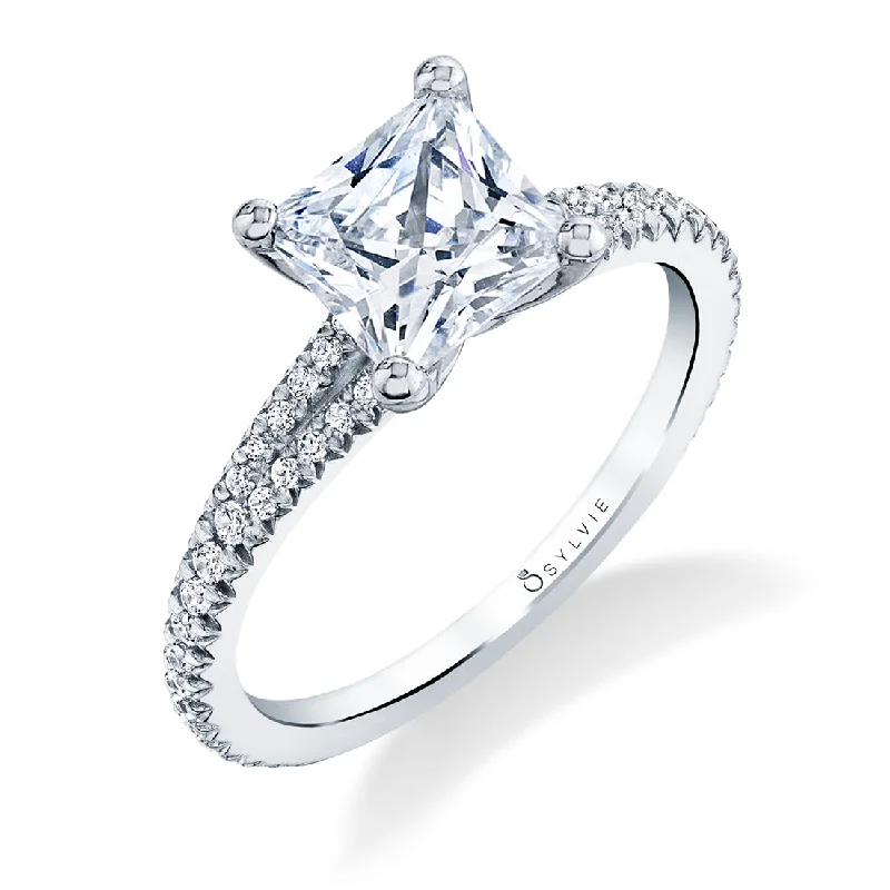 Elegant pearl rings for sophisticated looks -Sylvie Princess Cut Engagement Ring S1700 - PR