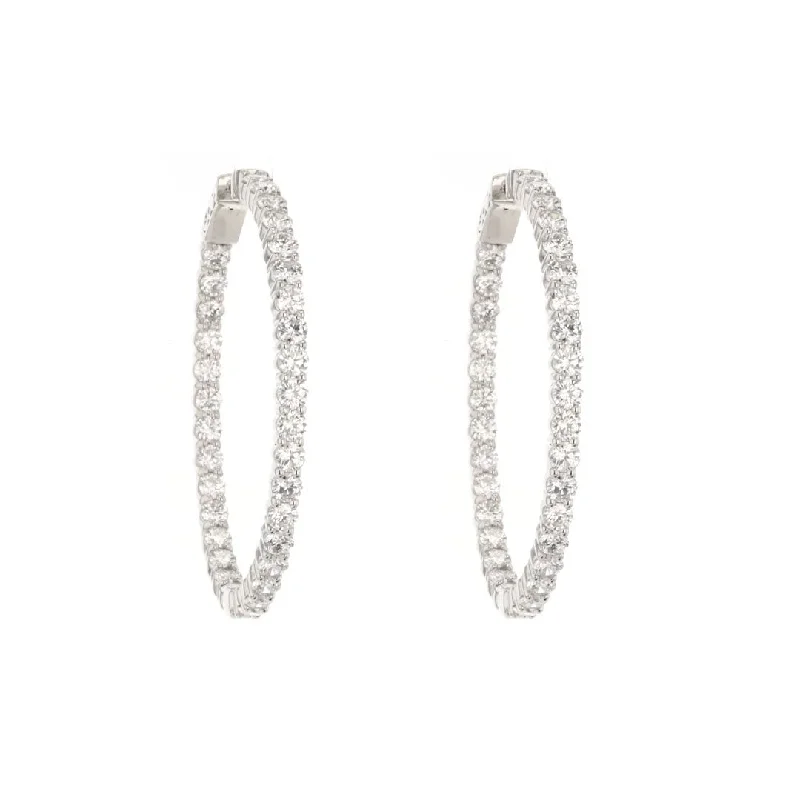 Statement earrings with rhinestone embellishments -7.05 ctw Diamond 1.75" Inside-Out Hoop Earrings