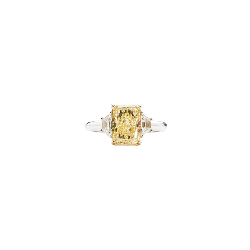 Bold statement rings with unique designs -18 Karat White Gold Ring With Fancy Yellow Diamond