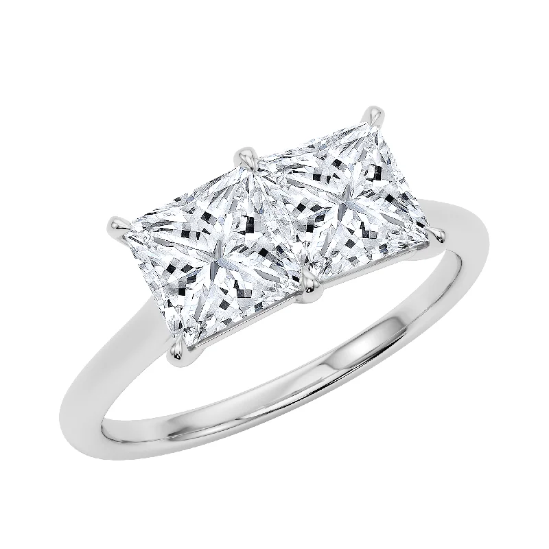 Simple wedding bands for timeless beauty -Princess Twin Diamond Ring