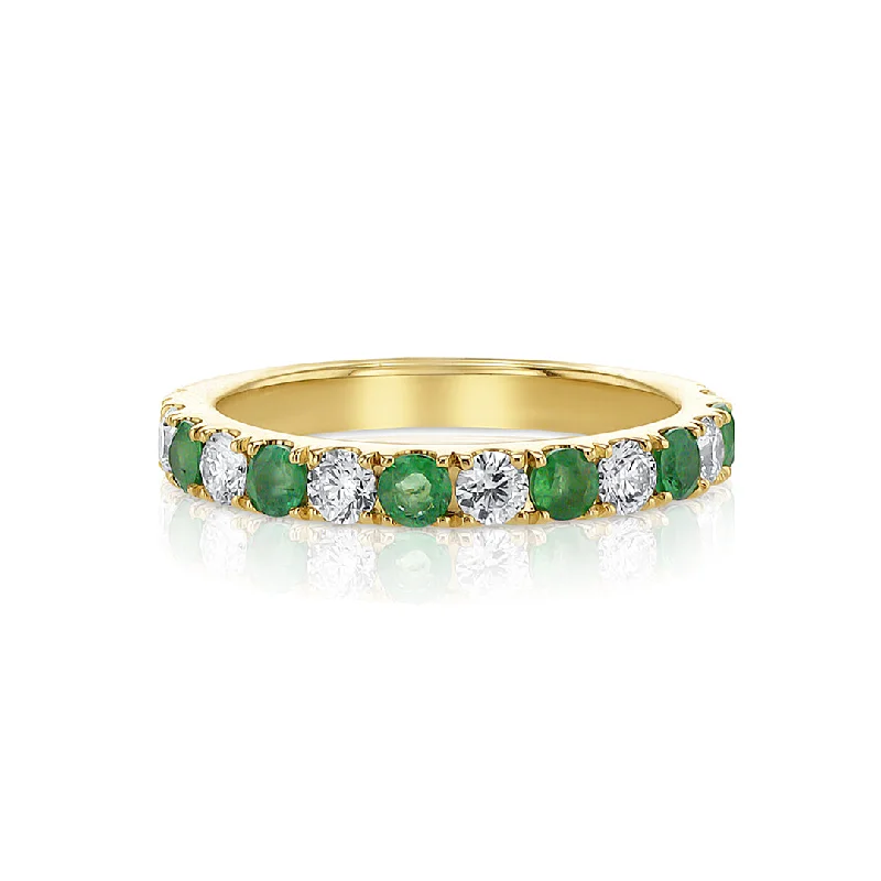 Custom logo rings for branding and style -0.45 Carat Emerald and 0.50 Carat Diamond 14K Yellow Gold Band