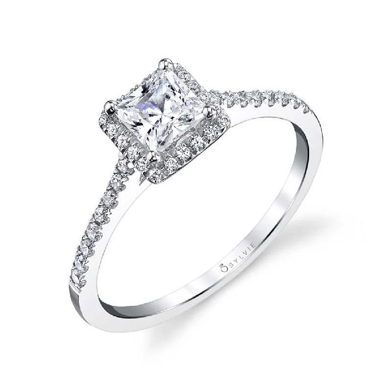 Simple diamond rings for everyday elegance -Sylvie Princess Cut Engagement Ring SY696-PR