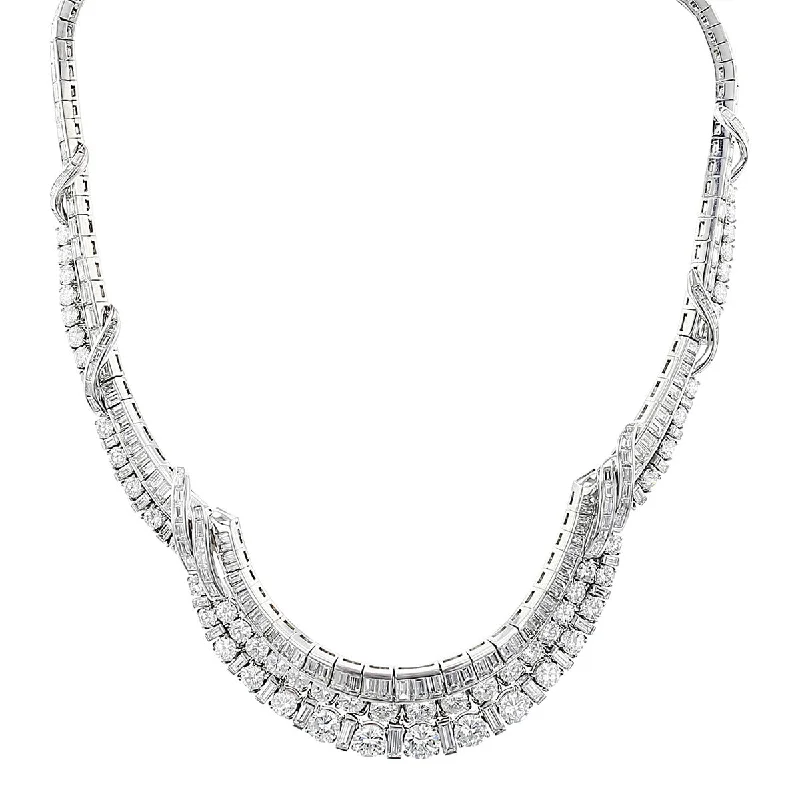 Trendy choker necklaces for modern fashion -Mid-Century Platinum Diamond Bib Necklace