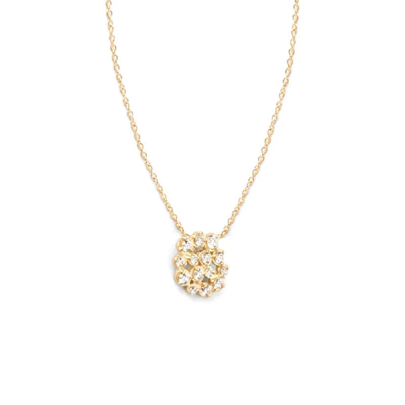 Trendy minimalist bar necklaces for sleek fashion -18 Karat Yellow Gold Diamond Cluster Necklace