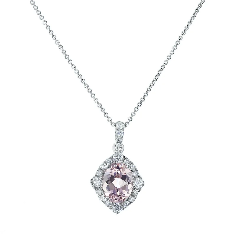 Simple pearl necklaces for everyday elegance -Pastel Diamond Pop Oval Morganite Necklace