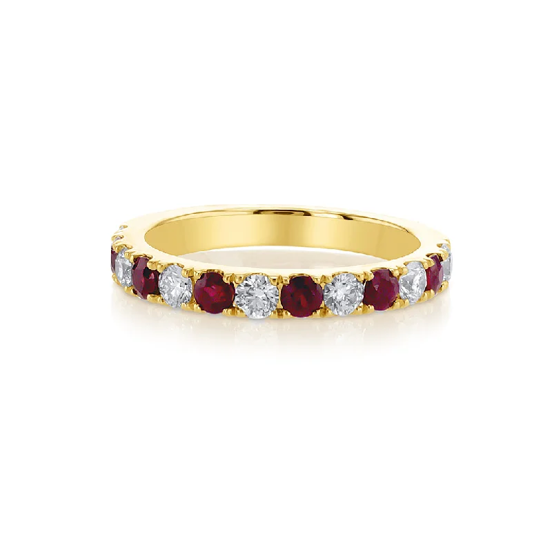 Elegant sapphire rings for luxury looks -0.55 Cttw Ruby and 0.51 Cttw Diamond 14K Yellow Gold Band