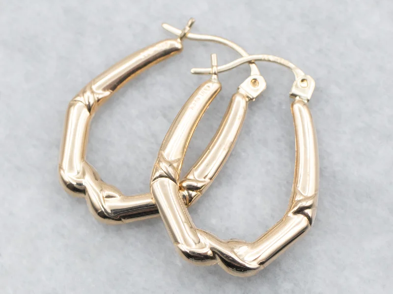 Large hoop earrings for statement style -Yellow Gold Hollow Geometric Hoop Earrings