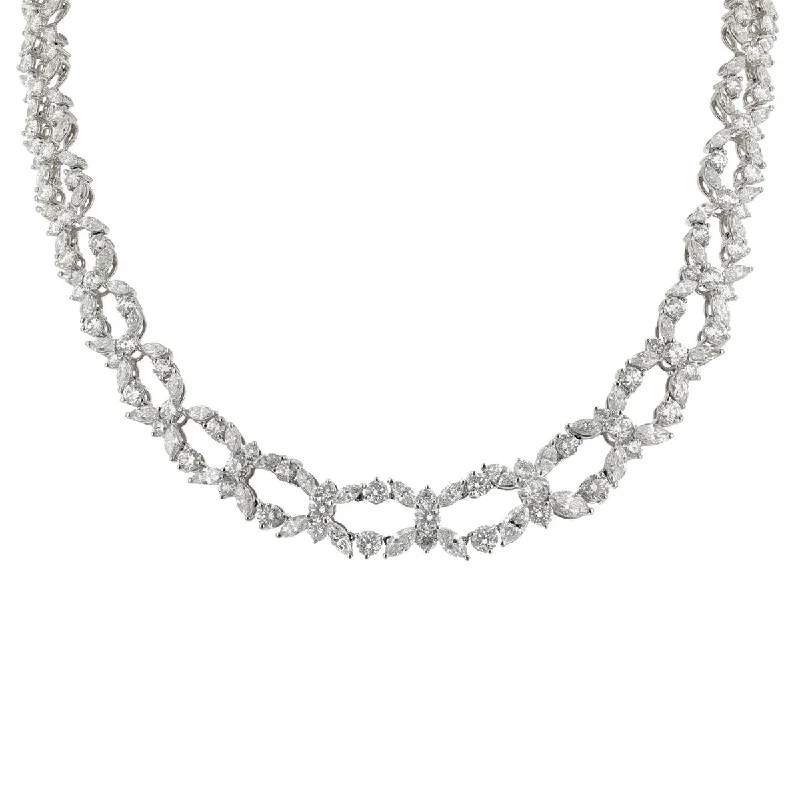 Elegant diamond necklaces for evening wear -Marquise Diamond Tapered Lattice Necklace