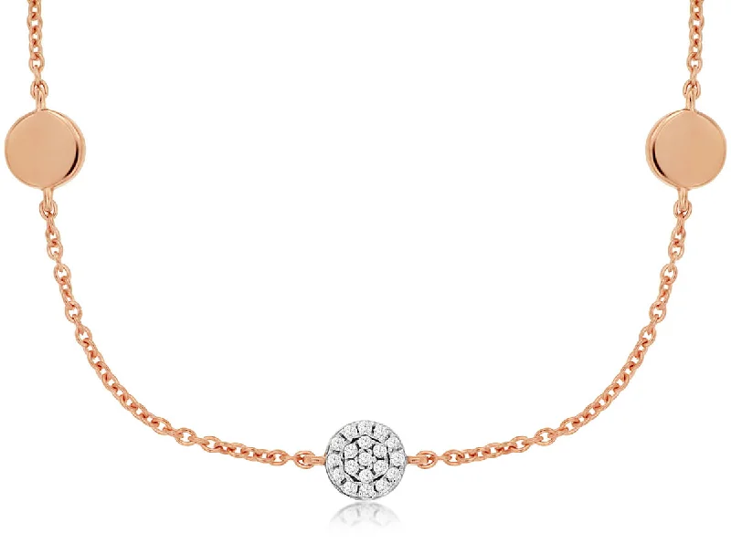 Elegant gemstone necklaces for upscale fashion -Rose Gold Diamond Pave Station Necklace