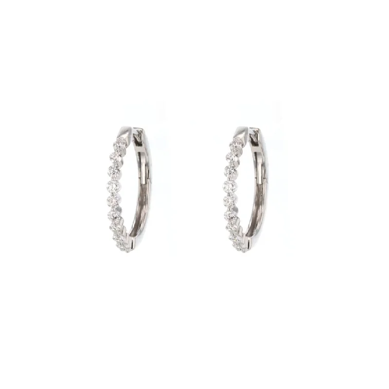 Silver dangly earrings for casual outfits -0.49 ctw Diamond Hoop Earrings