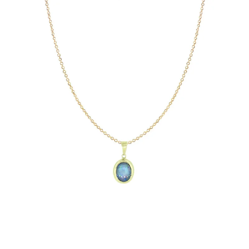 Custom gemstone pendant necklaces for vibrant style -14 Karat Yellow Gold Doublet Opal