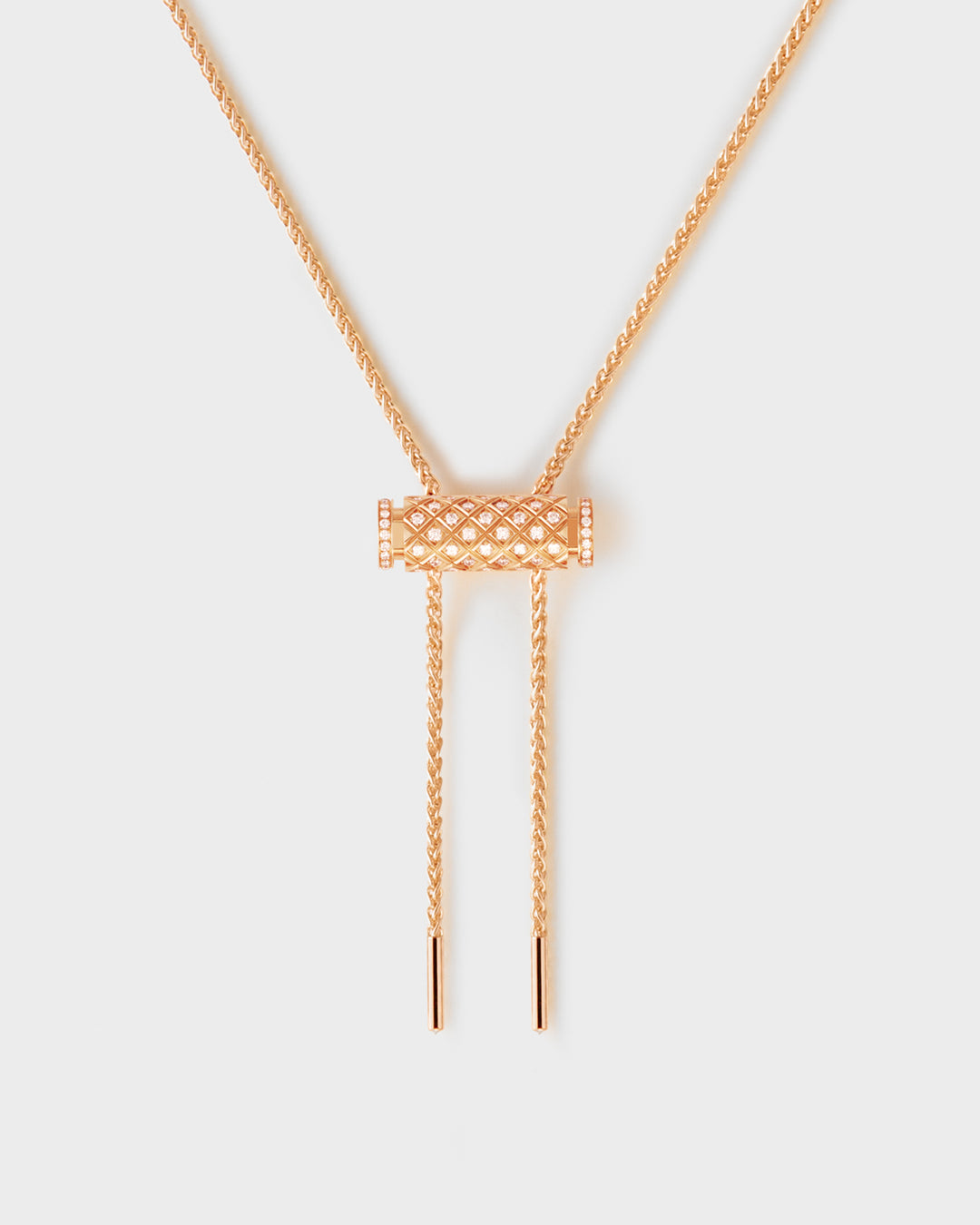 Handcrafted artisan necklaces with unique designs -Diamond Latch Pendant on MM Chain in Rose Gold