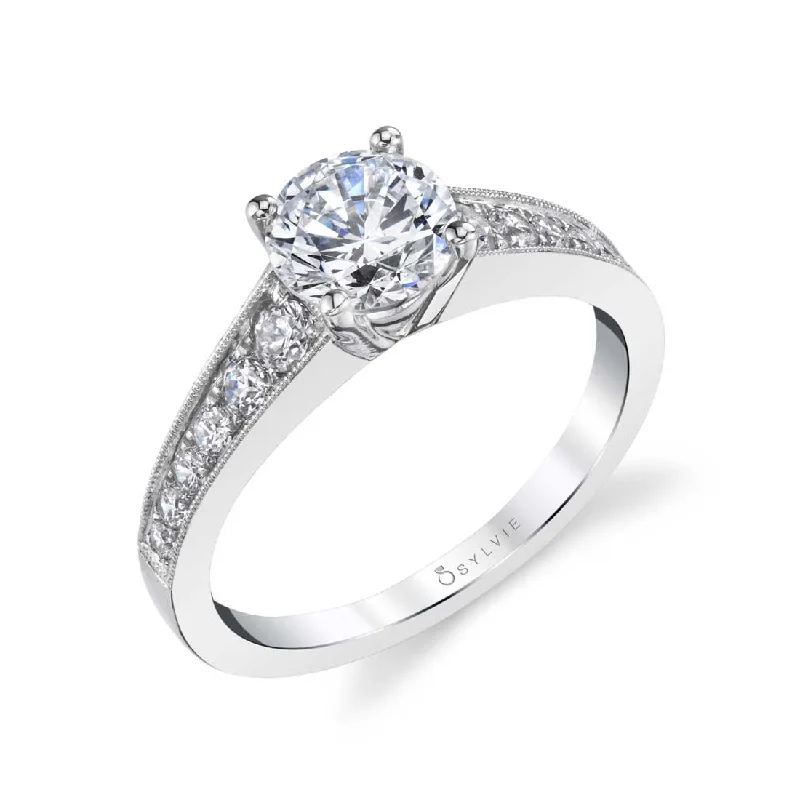 Custom wedding rings for personalized couples' style -Sylvie Round Solitaire Engagement Ring SY708