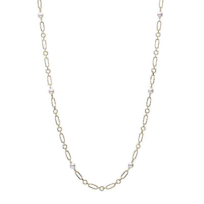 Simple pendant necklaces for minimalist looks -M Code Akoya Cultured Pearl Necklace in 18K Yellow Gold