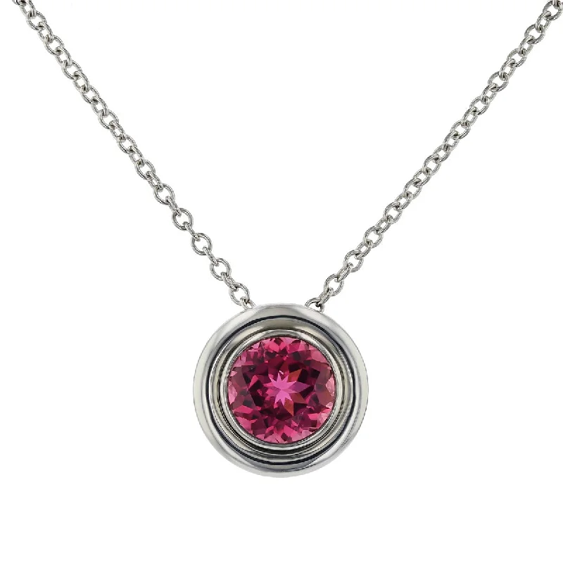 Unique statement necklaces with mixed materials -Pink Tourmaline and Diamond Halo Pendant Necklace