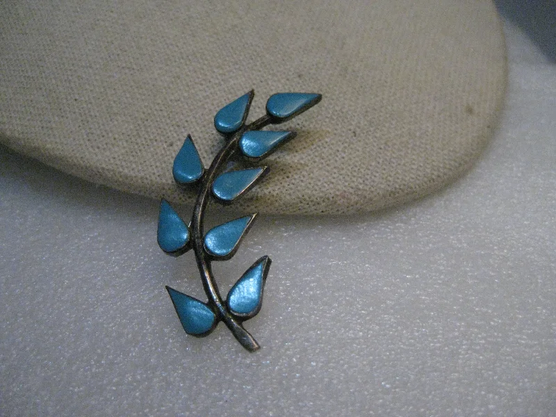 Retro brooch pins-Vintage Southwestern Sterling Turquoise Brooch, Branch/Leaves, 2" Long, signed