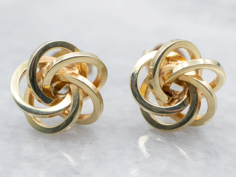 Luxury gold earrings with gemstone accents -Yellow Gold Knot Stud Earrings