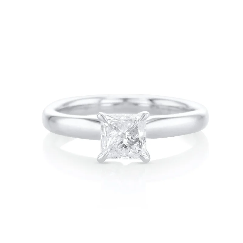 Handmade gold rings for unique style -1.00 Carat Princess Diamond Solitaire Ring set in 14K White Gold