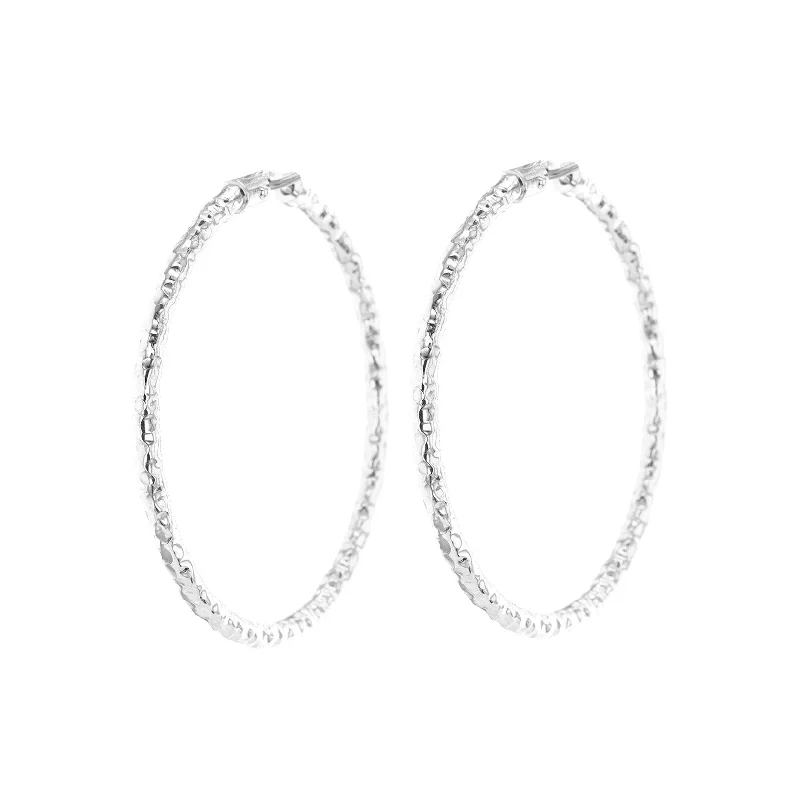 Custom hoop earrings with charms for a unique touch -2" Sterling Silver Hammered Hoop Earrings