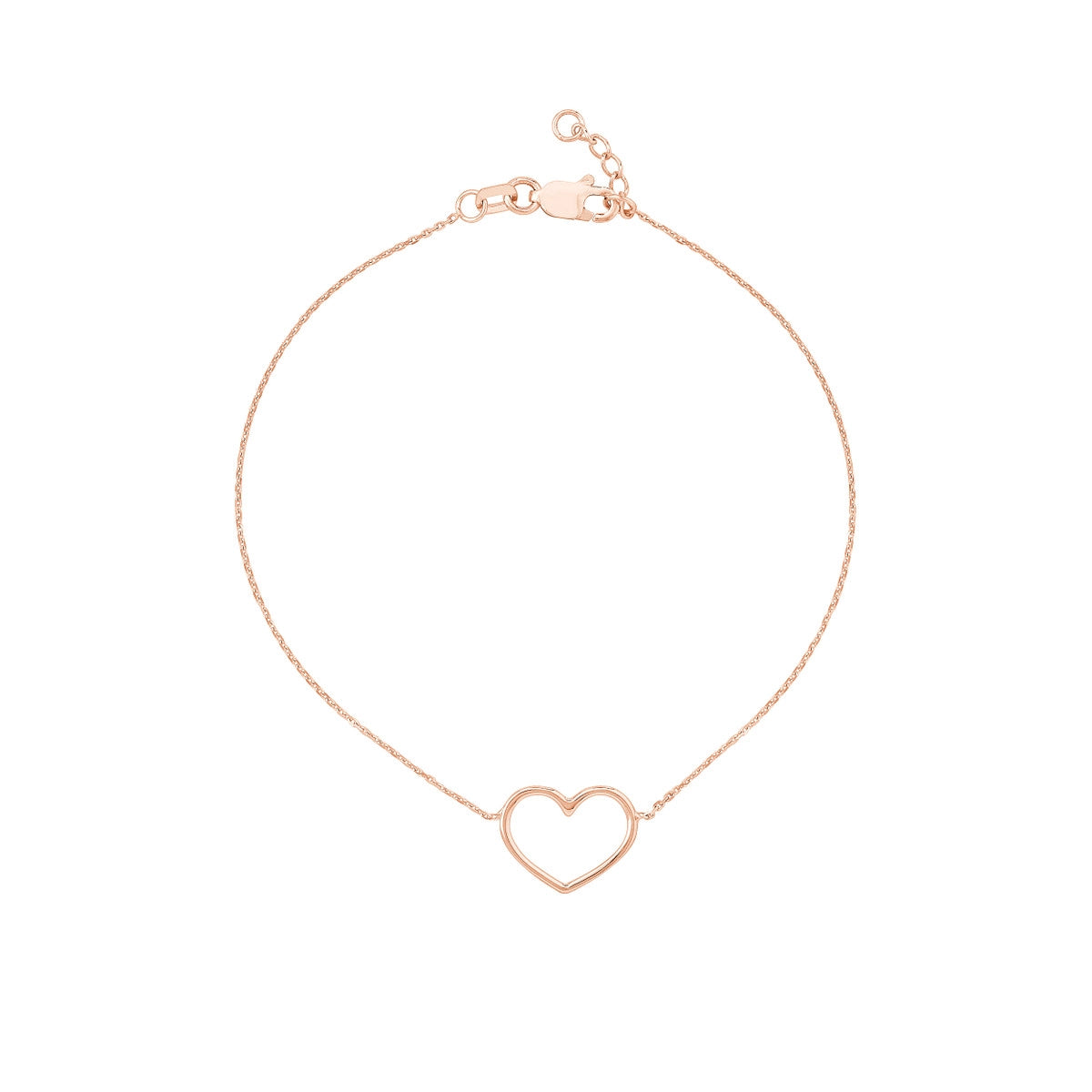 Unique leather bracelets-14K Rose Gold Open Heart Bracelet