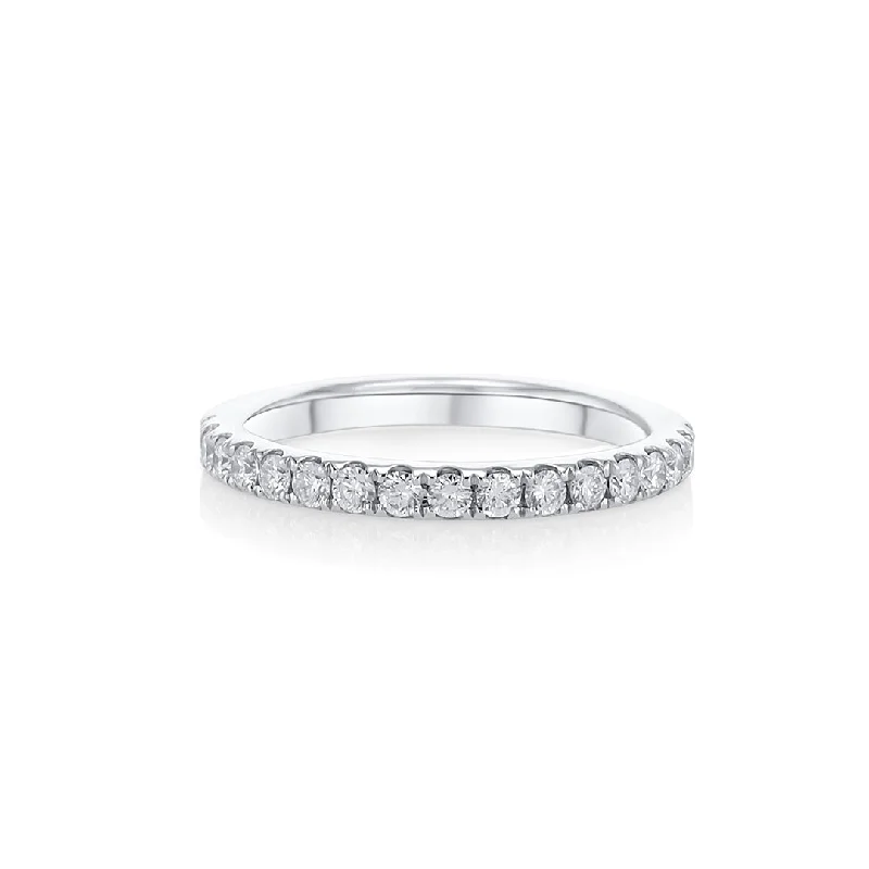 Classic pearl rings for sophisticated looks -0.83 Cttw Round Diamond 18K White Gold Eternity Band