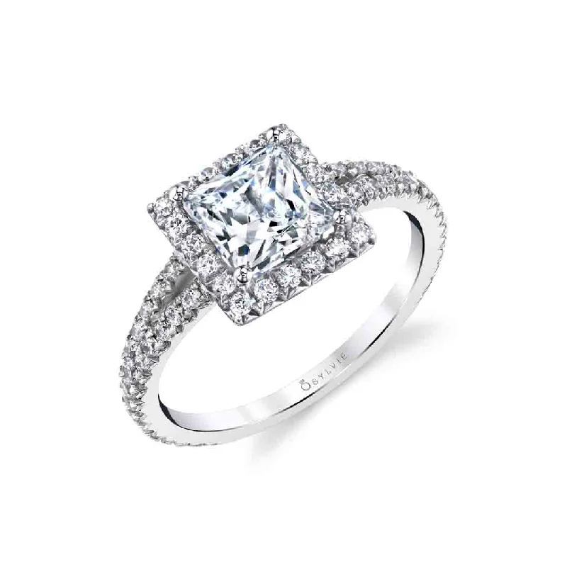 Trendy infinity rings for modern love -Sylvie Princess Cut Engagement Ring S2493