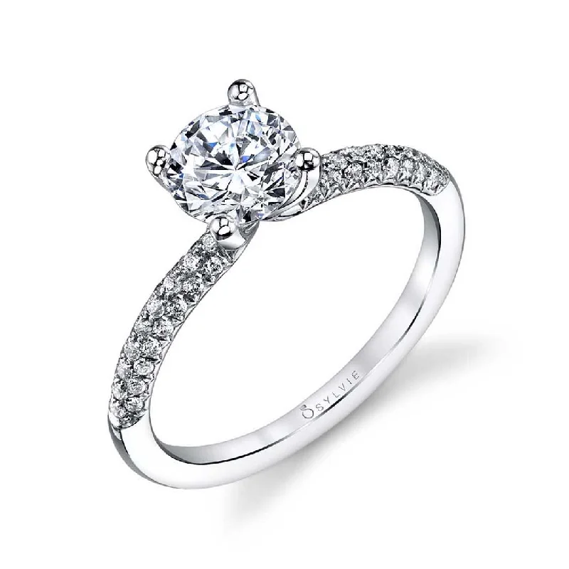 Elegant wedding bands with intricate details -Sylvie Solitaire Engagement Ring S1147