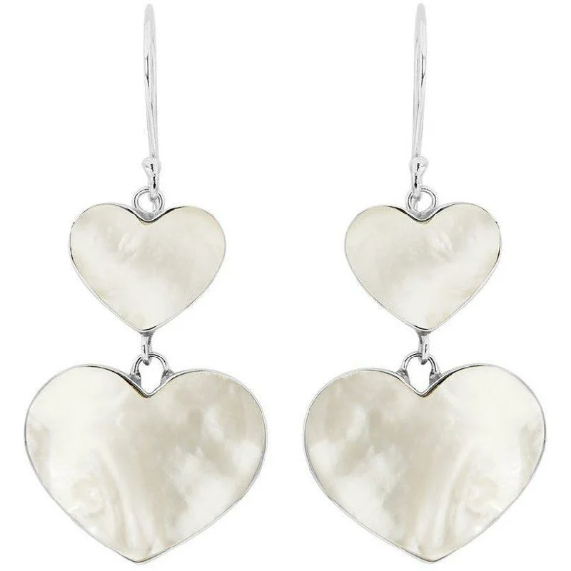 Bold statement earrings for evening events -Sweet Hearts Mother of Pearl Earrings