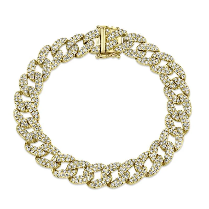 Elegant gold bracelets-14K Yellow Gold Diamond Pave Link Bracelet