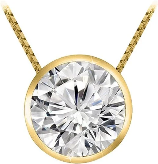 Personalized charm necklaces for a unique style -Yellow Gold 1/2CT Bezel Set Solitare Necklace