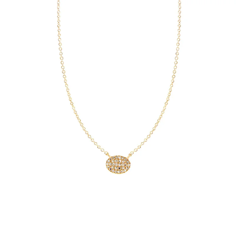 Crystal chain necklaces for elegant fashion -14 Karat Yellow Gold Oval Necklace with Round Diamonds