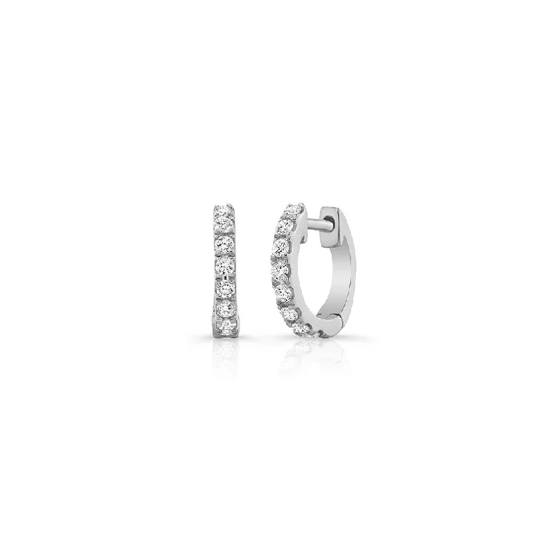 Simple silver hoop earrings for casual style -0.30 ctw Diamond Huggie Earrings