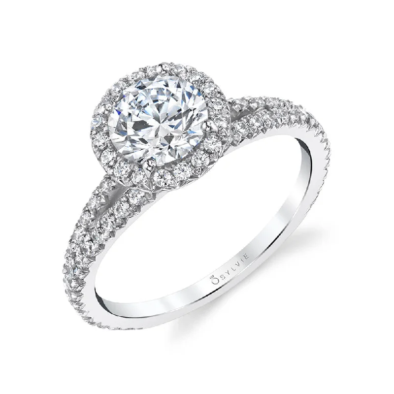 Simple stackable rings for casual elegance -Sylvie Split Shank Engagement Ring S2493