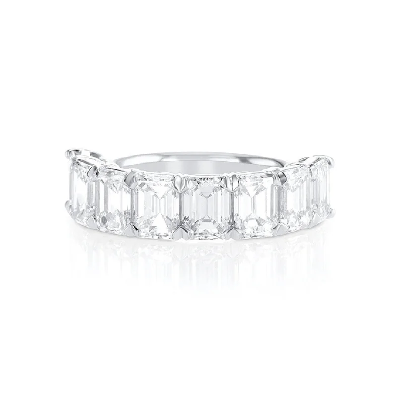 Statement rings with oversized gemstones for bold looks -5.74 Cttw Emerald Cut Diamond Platinum Band