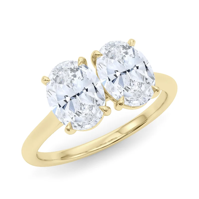 Simple stackable rings for casual elegance -Twin Oval Diamond Ring