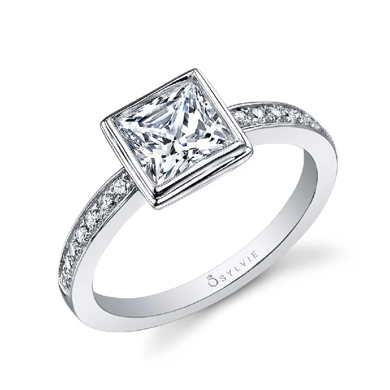 Elegant gemstone rings for luxury style -Sylvie Princess Cut Engagement Ring SY911-PC