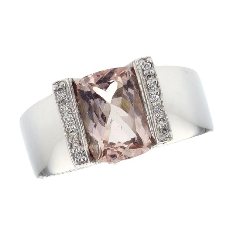 Custom silver rings for personalized fashion -18K White Gold 2.95 CT Morganite And Diamond Ring