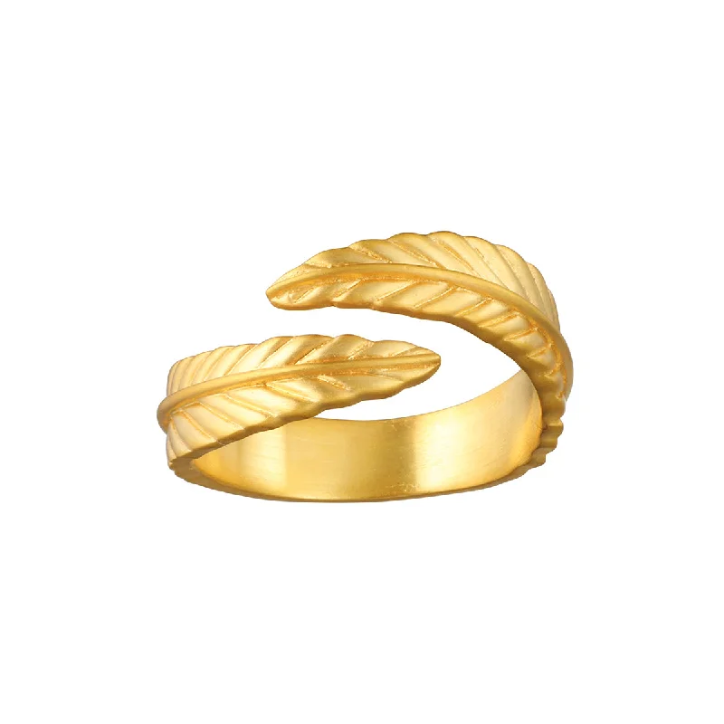 Personalized engraving rings for special moments -Gold Leaf Adjustable Ring