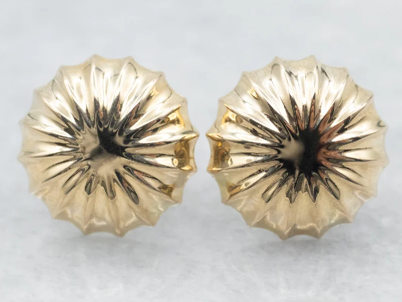 Diamond stud earrings for a sophisticated look -Yellow Gold Hollow Pinwheel Button Stud Earrings