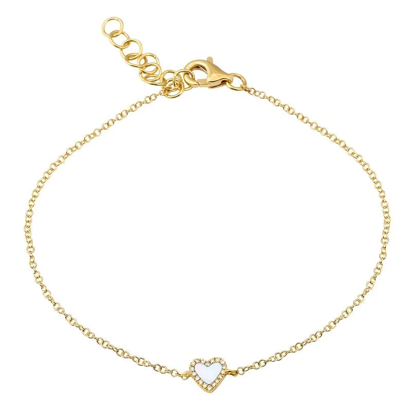 Interlocking bracelets-14k Yellow Gold Mother of Pearl Small Heart Bracelet