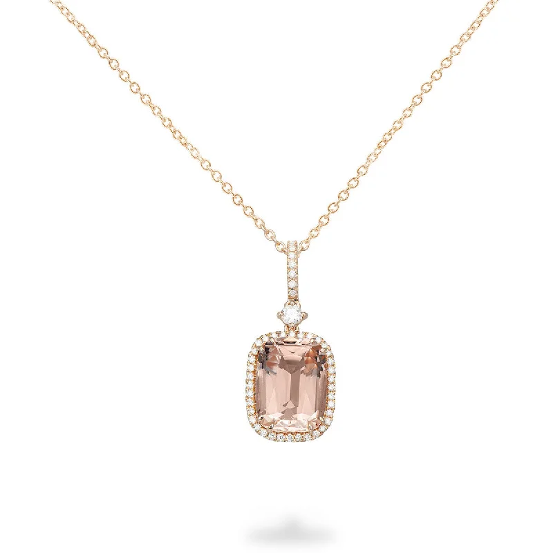 Personalized crystal pendant necklaces for personal charm -Necklace with Morganite and Diamonds