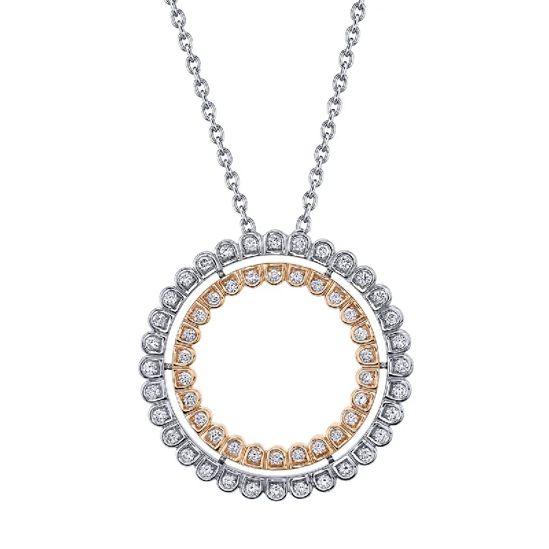 Vintage-inspired gold necklaces for timeless beauty -Diamond Scallop Silhouette Circle Pendant Necklace