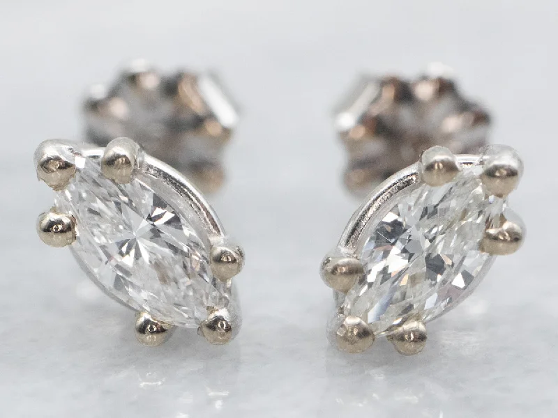 Elegant earrings with sparkling diamonds -Marquise Cut Diamond Stud Earrings