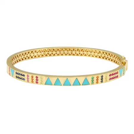 Beach bracelets-14k Yellow Gold Turquoise Bangle