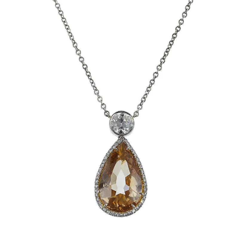 Trendy layered necklaces with different textures -Pear Shaped Brown Diamond Pendant Necklace