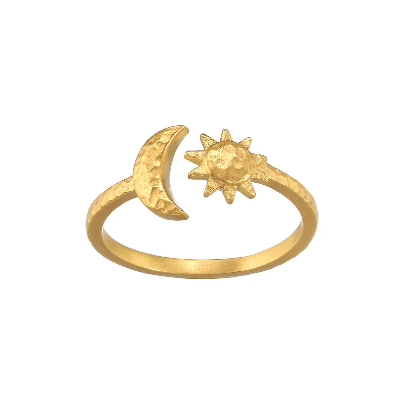 Modern geometric rings for edgy style -Illuminated Spirit Moon Sun Adjustable Ring